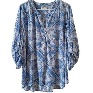 Kim Rogers Shirt Petite Extra Large Multicolor Paisley Floral Lightweight V Neck